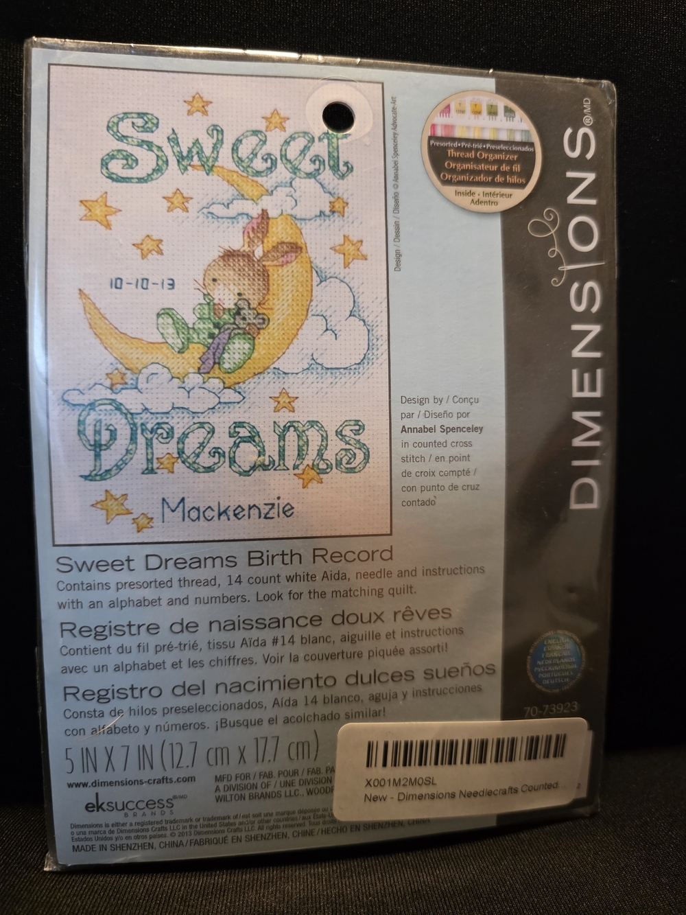 Dimensions Sweet Dreams Birth Record Cross Stitch Birth Record Kit NWT